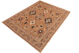 handmade Traditional Kafkaz Lt. Brown Blue Hand Knotted RECTANGLE 100% WOOL area rug 8 x 10