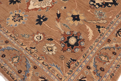 handmade Traditional Kafkaz Lt. Brown Blue Hand Knotted RECTANGLE 100% WOOL area rug 8x10