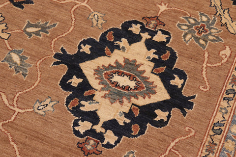 handmade Traditional Kafkaz Lt. Brown Blue Hand Knotted RECTANGLE 100% WOOL area rug 8x10