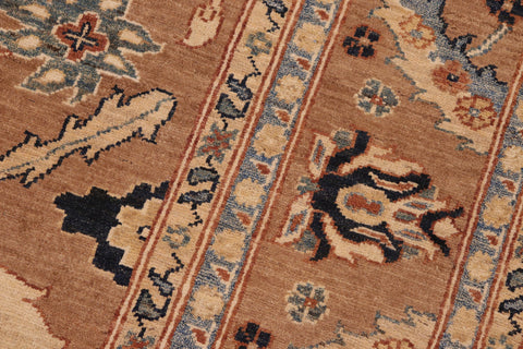 handmade Traditional Kafkaz Lt. Brown Blue Hand Knotted RECTANGLE 100% WOOL area rug 8x10