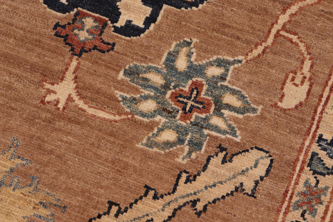 handmade Traditional Kafkaz Lt. Brown Blue Hand Knotted RECTANGLE 100% WOOL area rug 8x10
