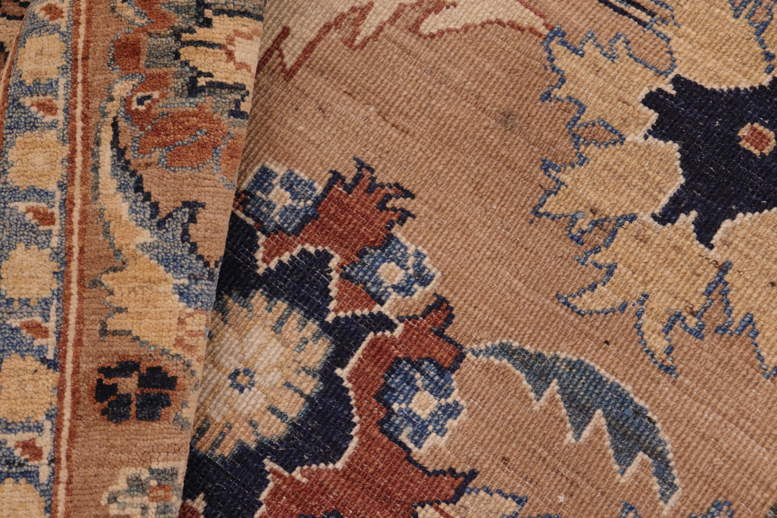 handmade Traditional Kafkaz Lt. Brown Blue Hand Knotted RECTANGLE 100% WOOL area rug 8x10
