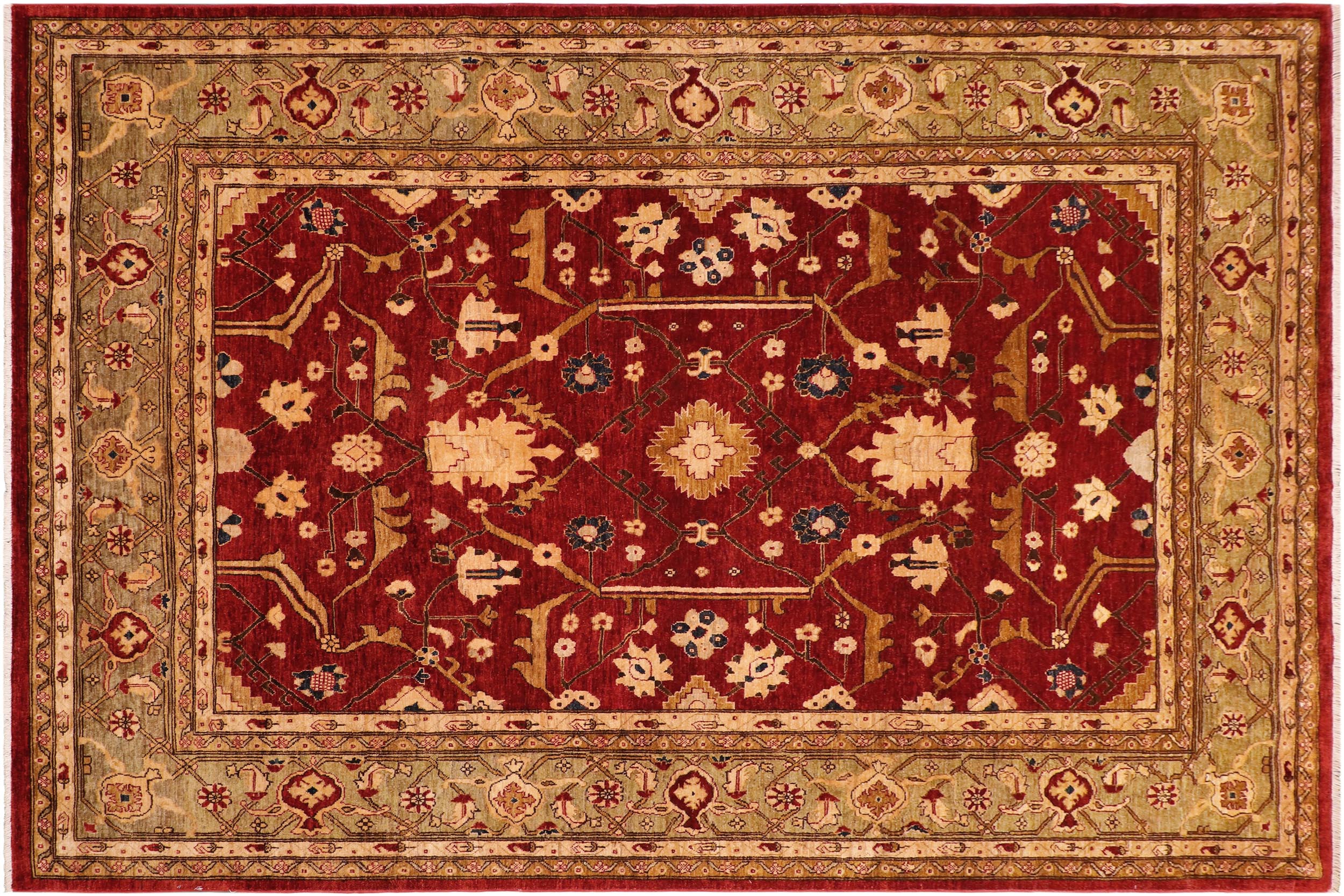 handmade Traditional Kafkaz Red Green Hand Knotted RECTANGLE 100% WOOL area rug 8x10