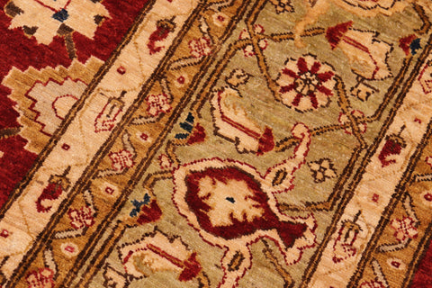handmade Traditional Kafkaz Red Green Hand Knotted RECTANGLE 100% WOOL area rug 8x10