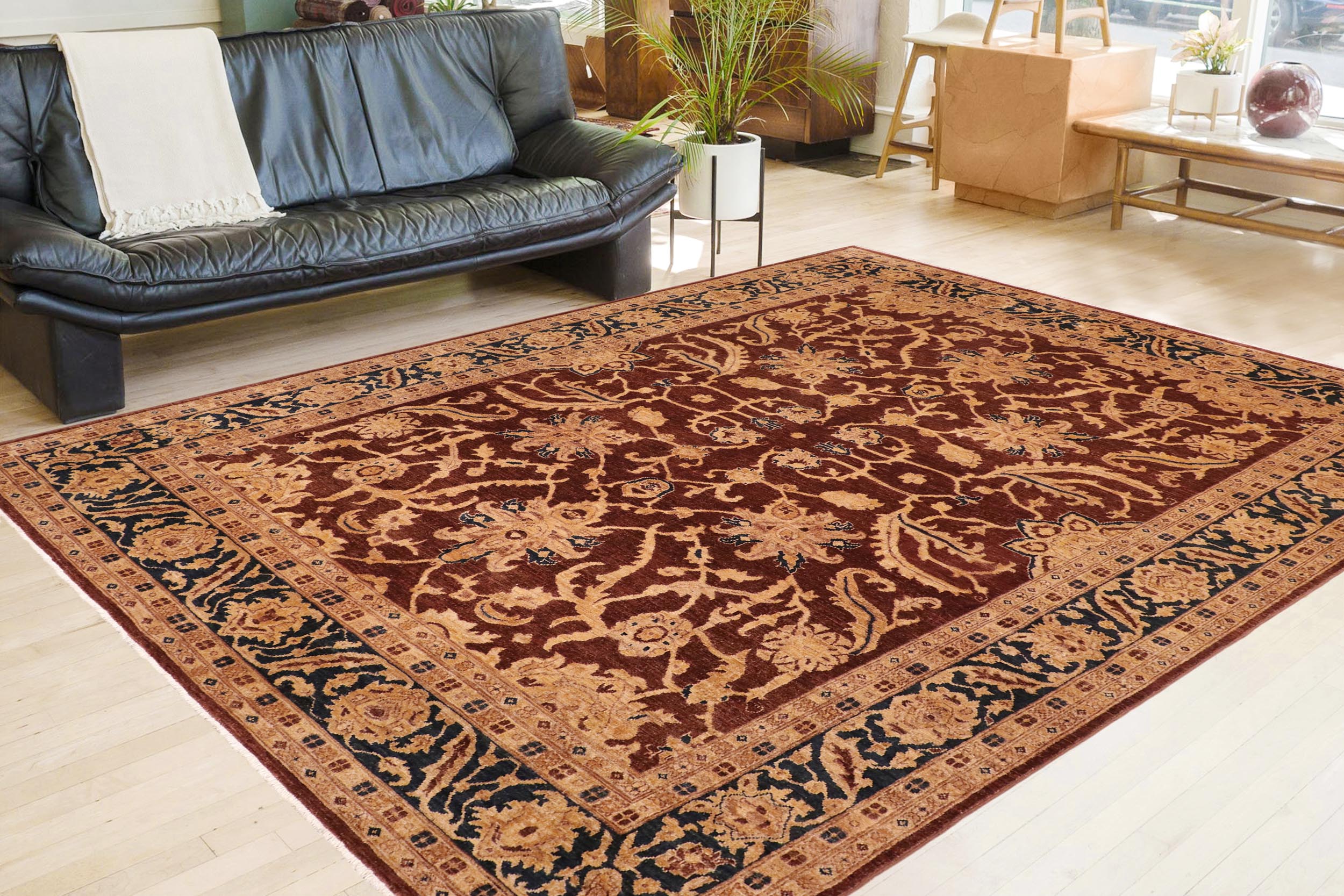 handmade Traditional Kafkaz Brown Blue Hand Knotted RECTANGLE 100% WOOL area rug 8x11