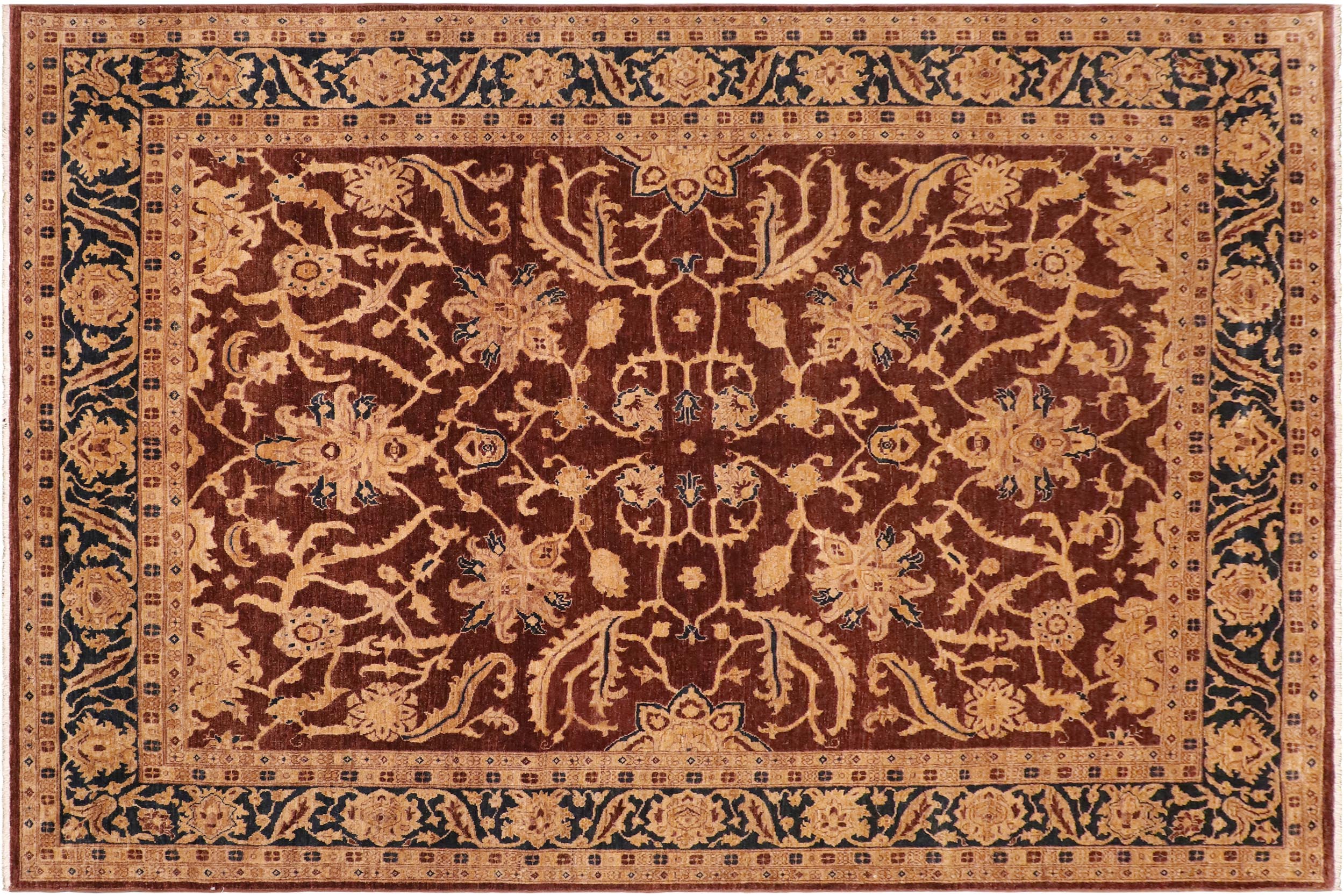 handmade Traditional Kafkaz Brown Blue Hand Knotted RECTANGLE 100% WOOL area rug 8x11