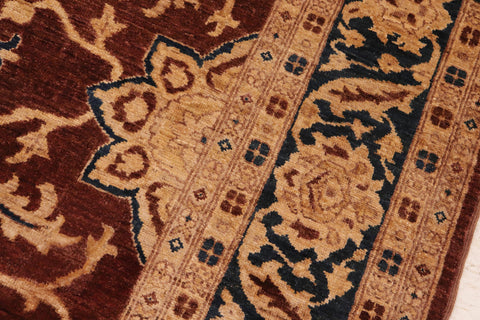 handmade Traditional Kafkaz Brown Blue Hand Knotted RECTANGLE 100% WOOL area rug 8x11