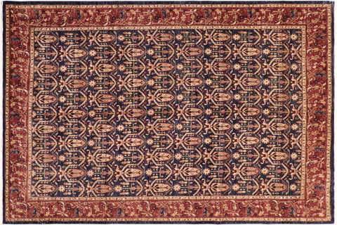 handmade Transitional Kafkaz Blue Red Hand Knotted RECTANGLE 100% WOOL area rug 8' x 10'
