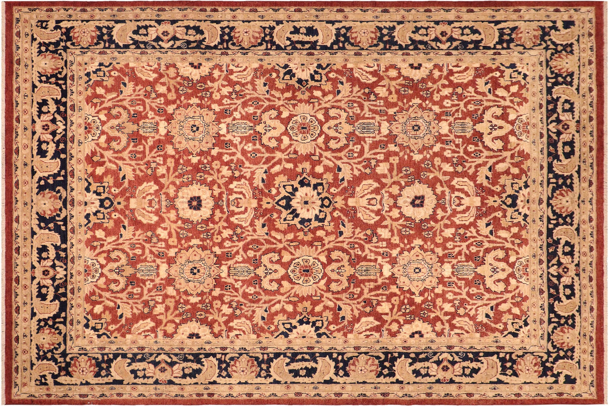 handmade Traditional Kafkaz Rust Blue Hand Knotted RECTANGLE 100% WOOL area rug 8x10
