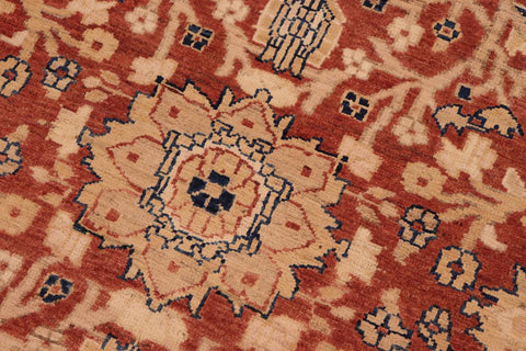 handmade Traditional Kafkaz Rust Blue Hand Knotted RECTANGLE 100% WOOL area rug 8X10