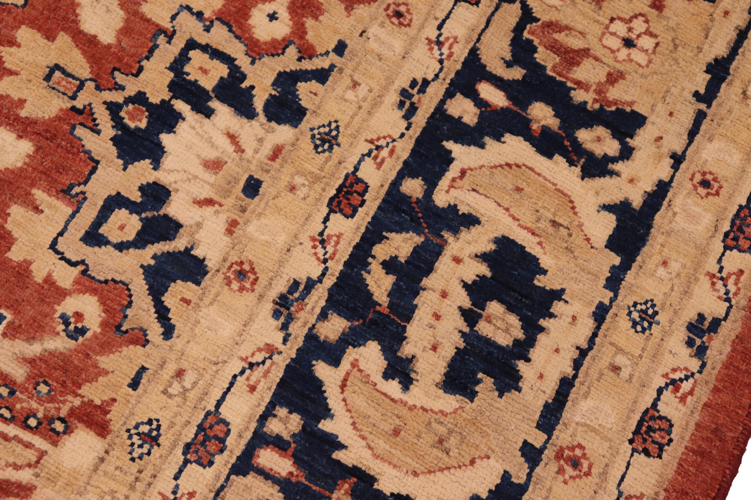 handmade Traditional Kafkaz Rust Blue Hand Knotted RECTANGLE 100% WOOL area rug 8x10