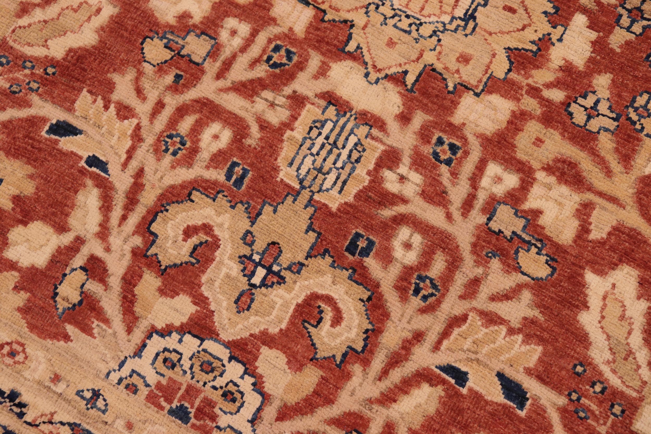 handmade Traditional Kafkaz Rust Blue Hand Knotted RECTANGLE 100% WOOL area rug 8x10