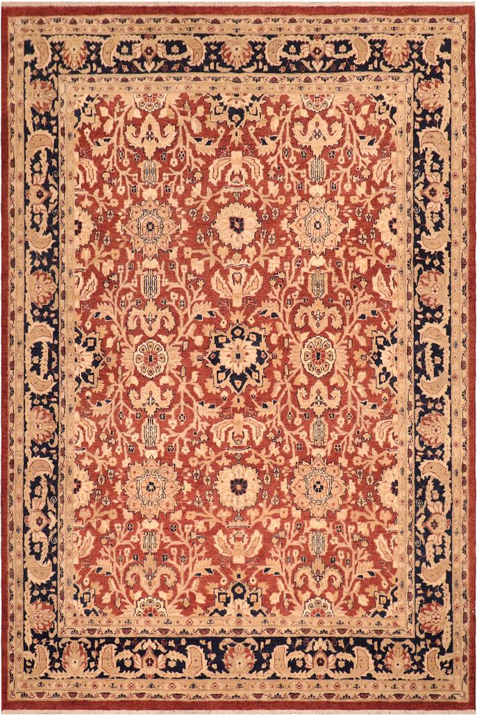 handmade Traditional Kafkaz Rust Blue Hand Knotted RECTANGLE 100% WOOL area rug 8X10