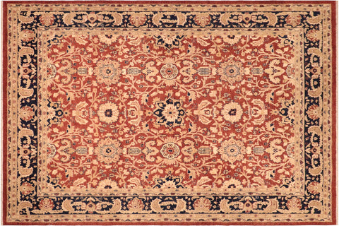 handmade Traditional Kafkaz Rust Blue Hand Knotted RECTANGLE 100% WOOL area rug 8x10
