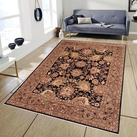 handmade Traditional Kafkaz Blue Brown Hand Knotted RECTANGLE 100% WOOL area rug 8x10