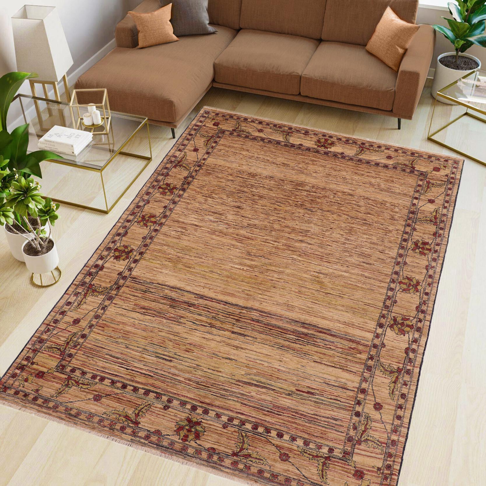 handmade Modern Gabbeh Beige Blue Hand Knotted RECTANGLE 100% WOOL area rug 9' x 10'
