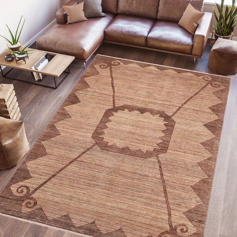 handmade Modern Gabbeh Beige Brown Hand Knotted RECTANGLE 100% WOOL area rug 8' x 11'