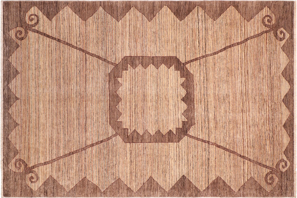 handmade Modern Gabbeh Beige Brown Hand Knotted RECTANGLE 100% WOOL area rug 8' x 11'