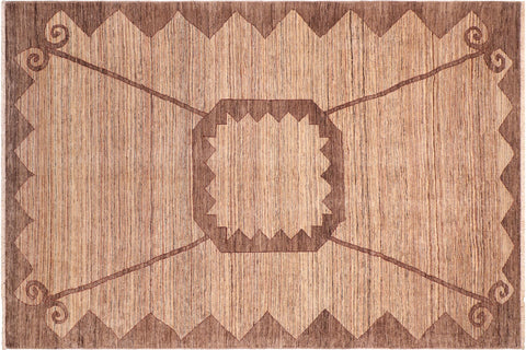 handmade Modern Gabbeh Beige Brown Hand Knotted RECTANGLE 100% WOOL area rug 8' x 11'