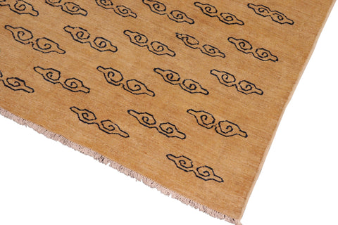 handmade Modern Gabbeh Tan Blue Hand Knotted RECTANGLE 100% WOOL area rug 8' x 9'