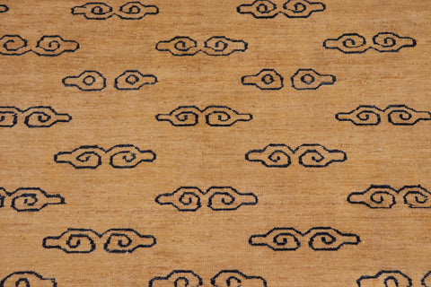 handmade Modern Gabbeh Tan Blue Hand Knotted RECTANGLE 100% WOOL area rug 8' x 9'