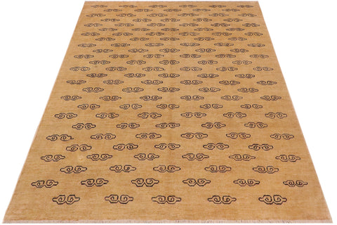 handmade Modern Gabbeh Tan Blue Hand Knotted RECTANGLE 100% WOOL area rug 8' x 9'