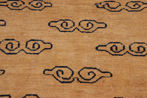 handmade Modern Gabbeh Tan Blue Hand Knotted RECTANGLE 100% WOOL area rug 8' x 9'