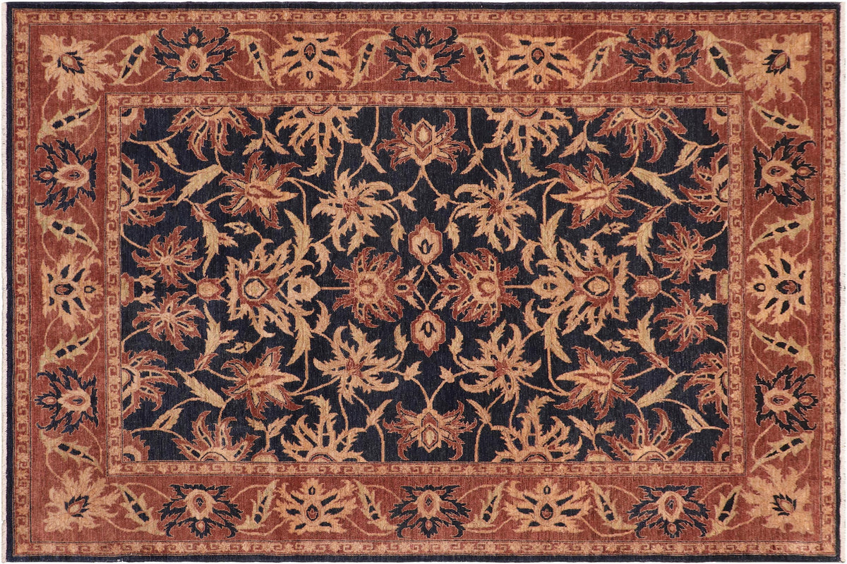 handmade Traditional Kafkaz Blue Rust Hand Knotted RECTANGLE 100% WOOL area rug 8x10