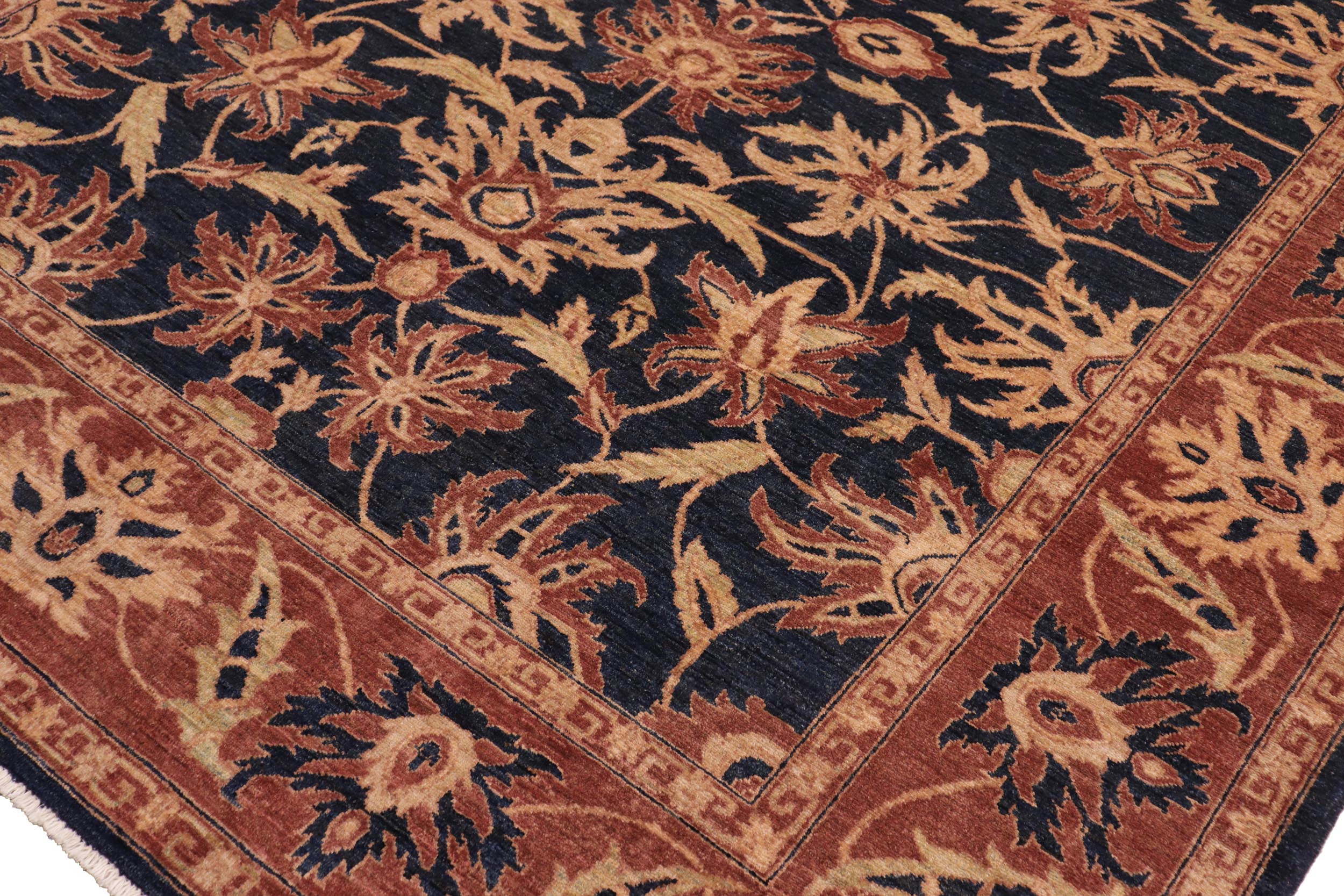 handmade Traditional Kafkaz Blue Rust Hand Knotted RECTANGLE 100% WOOL area rug 8x10