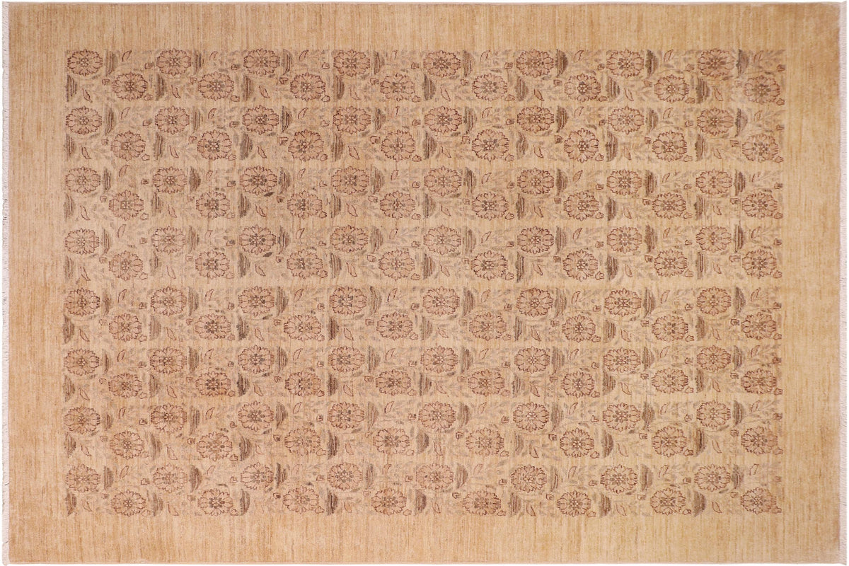handmade Modern Kafkaz Lt. Tan Gold Hand Knotted RECTANGLE 100% WOOL area rug 8' x 10'