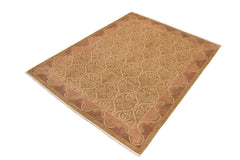handmade Transitional Kafkaz Lt. Green Lt. Brown Hand Knotted RECTANGLE 100% WOOL area rug 8X10