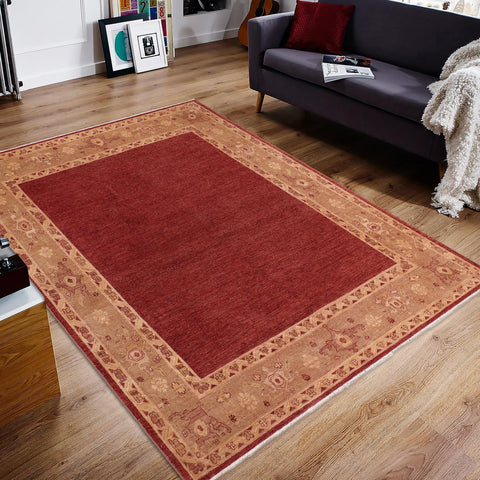 handmade Modern Kafkaz Red Brown Hand Knotted RECTANGLE 100% WOOL area rug 8' x 9'
