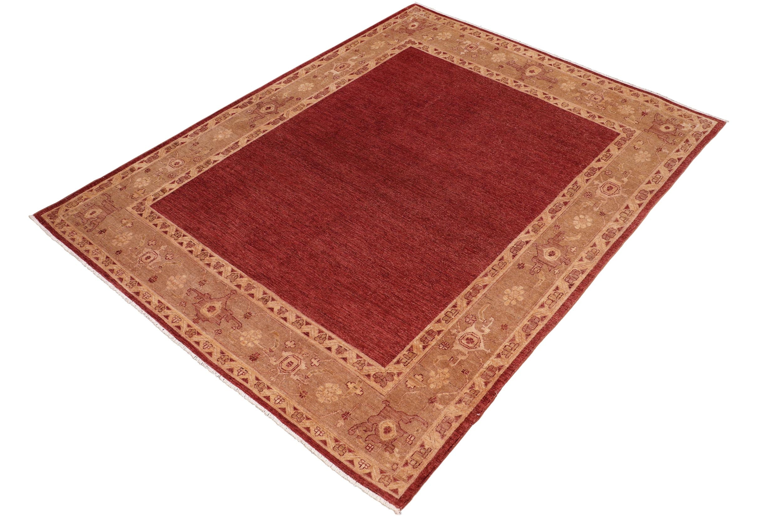 handmade Modern Kafkaz Red Brown Hand Knotted RECTANGLE 100% WOOL area rug 8' x 9'