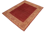 handmade Modern Kafkaz Red Brown Hand Knotted RECTANGLE 100% WOOL area rug 8 x 9