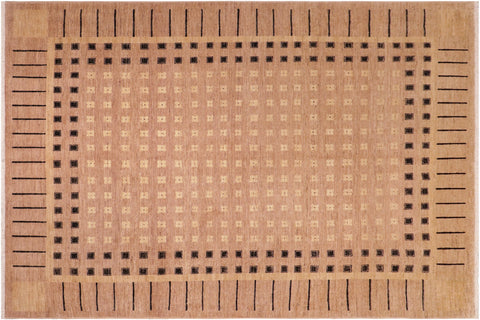 handmade Modern Kafkaz Nude Black Hand Knotted RECTANGLE 100% WOOL area rug 8' x 9'