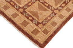 handmade Transitional Kafkaz Brown Tan Hand Knotted RECTANGLE 100% WOOL area rug 8X10