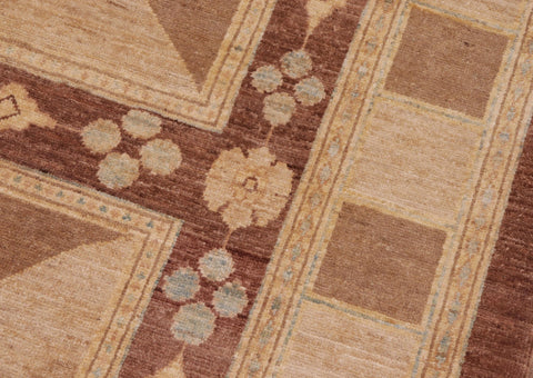 handmade Modern Kafkaz Brown Tan Hand Knotted RECTANGLE 100% WOOL area rug 8' x 10'