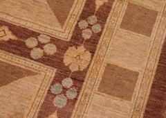 handmade Transitional Kafkaz Brown Tan Hand Knotted RECTANGLE 100% WOOL area rug 8X10