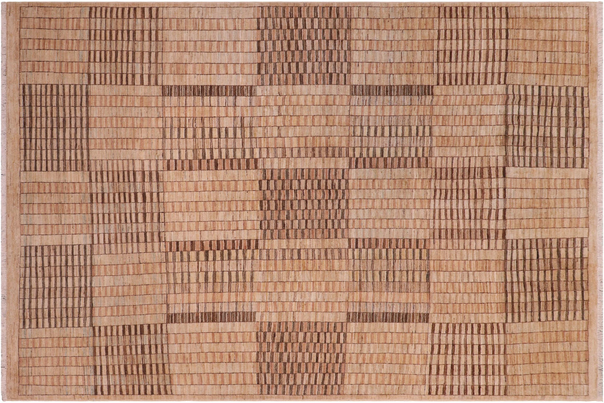 handmade Modern Gabbeh Tan Brown Hand Knotted RECTANGLE 100% WOOL area rug 8' x 10'