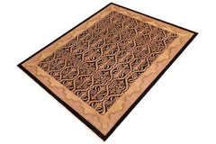 handmade Transitional Kafkaz Black Tan Hand Knotted RECTANGLE 100% WOOL area rug 8X10