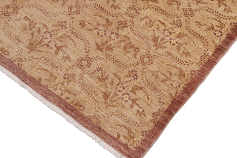handmade Modern Kafkaz Tan Lt. Gold Hand Knotted RECTANGLE 100% WOOL area rug 8' x 10'