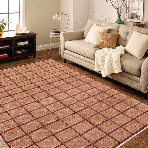 handmade Modern Gabbeh Tan Nude Hand Knotted RECTANGLE 100% WOOL area rug 8' x 9'