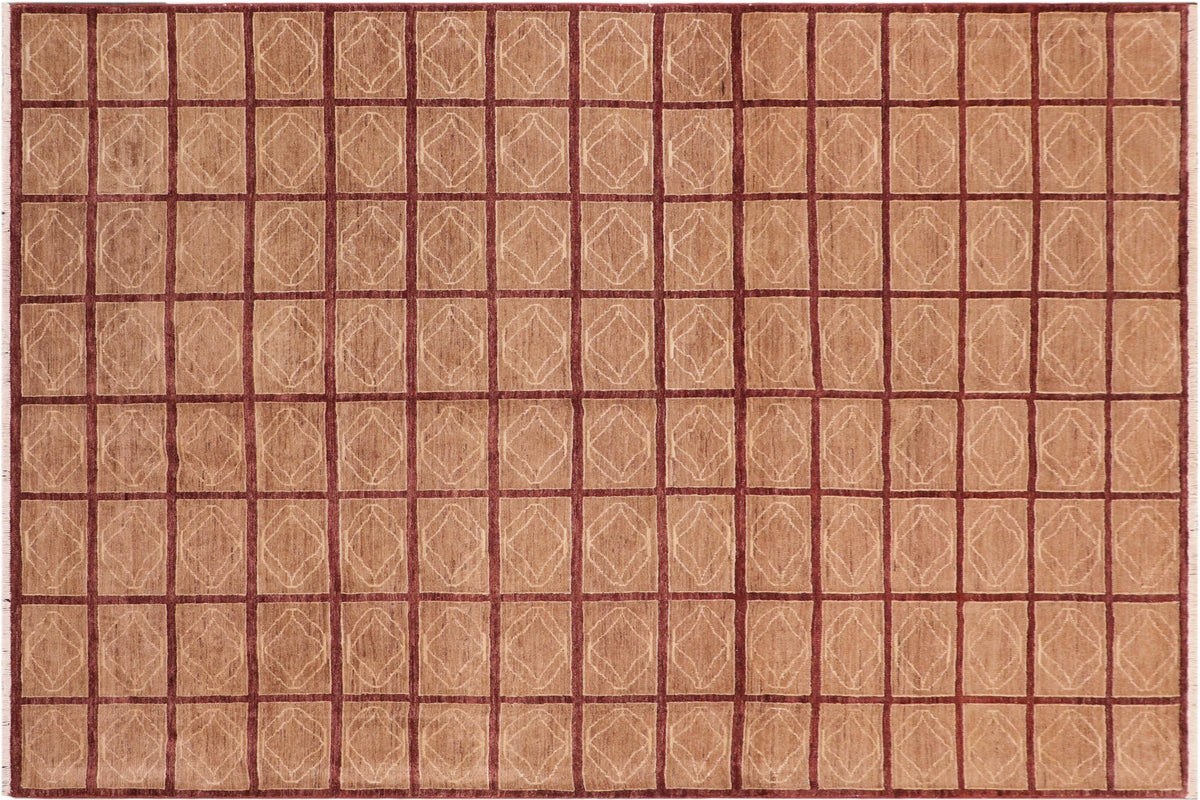 handmade Modern Gabbeh Tan Nude Hand Knotted RECTANGLE 100% WOOL area rug 8' x 9'