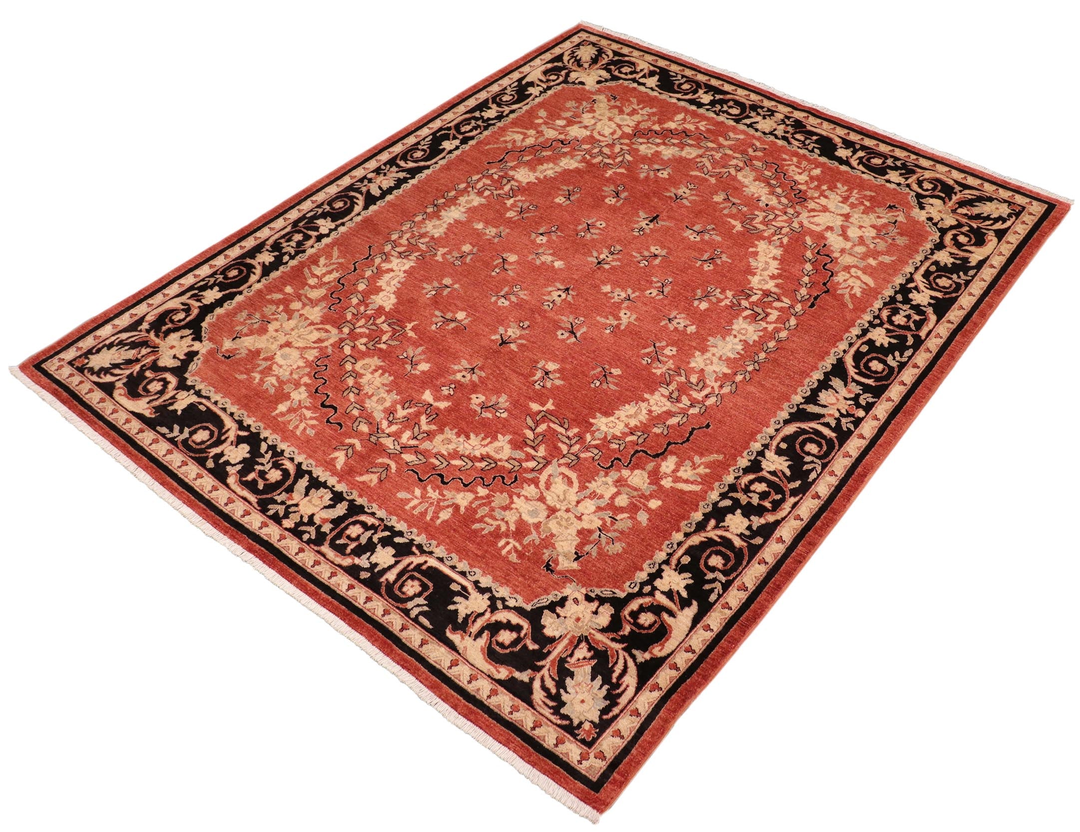 handmade Traditional Kafkaz Rust Black Hand Knotted RECTANGLE 100% WOOL area rug 8x10