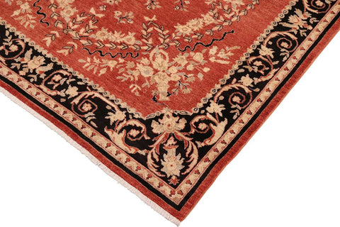 handmade Traditional Kafkaz Rust Black Hand Knotted RECTANGLE 100% WOOL area rug 8X10