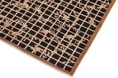 handmade Transitional Kafkaz Black Beige Hand Knotted RECTANGLE WOOL&SILK area rug 8X10