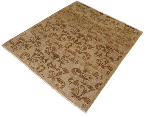 handmade Modern Kafkaz Lt. Green Lt. Green Hand Knotted RECTANGLE 100% WOOL area rug 8' x 9'