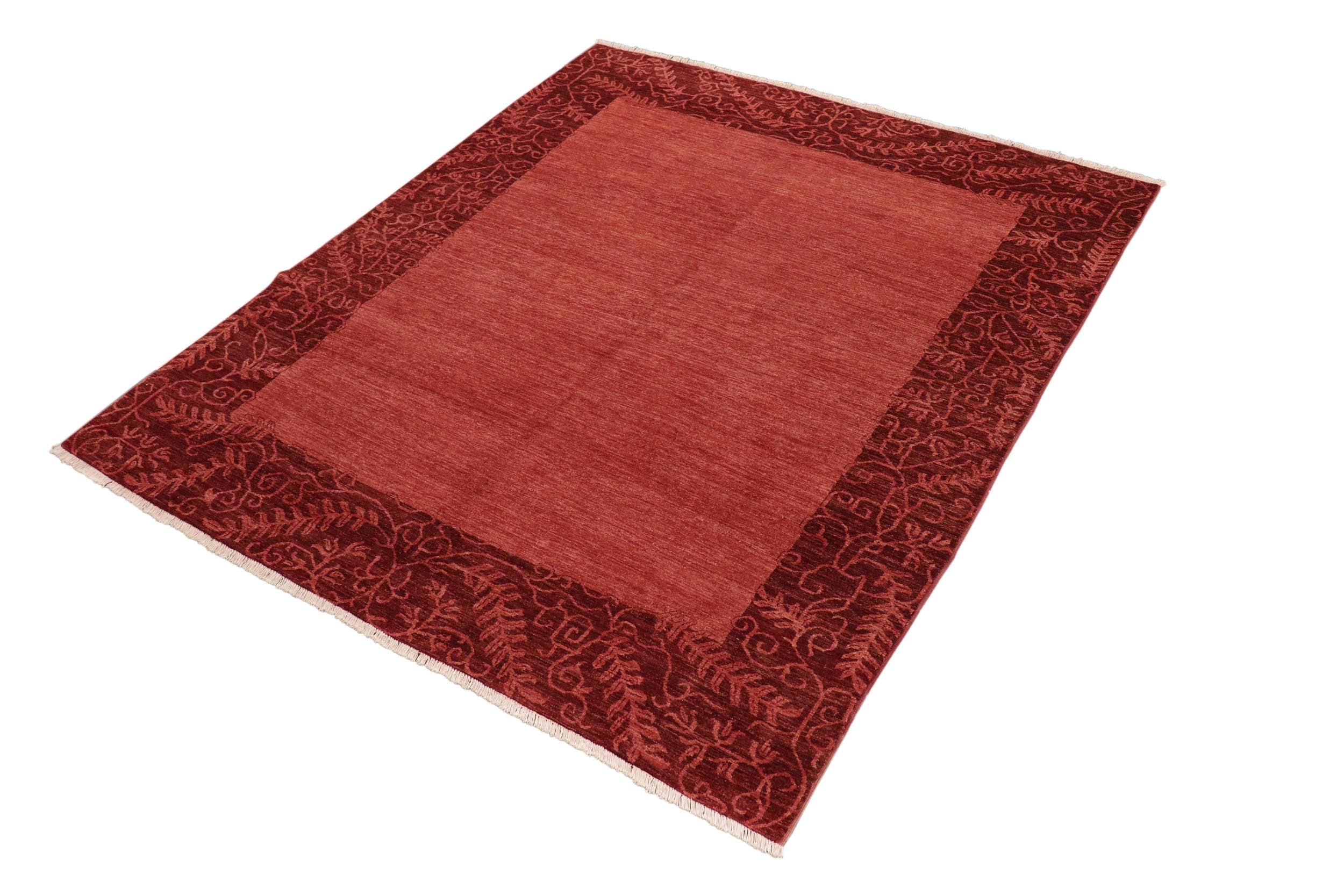 handmade Modern Kafkaz Red Burgundy Hand Knotted RECTANGLE 100% WOOL area rug 8' x 10'