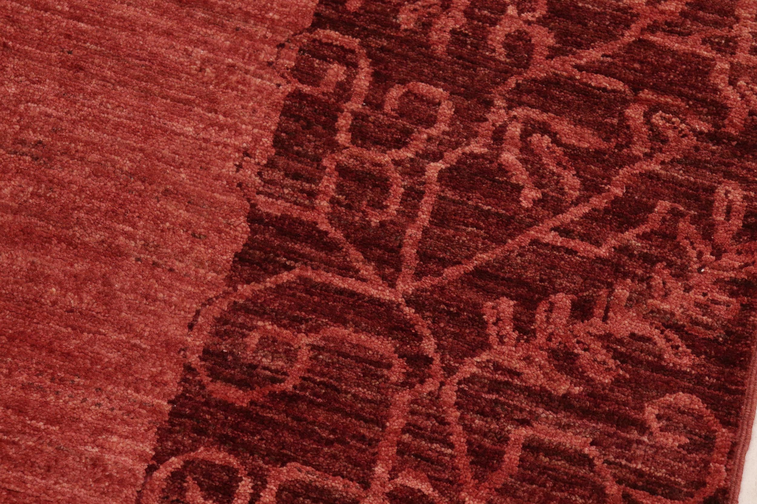 handmade Modern Kafkaz Red Burgundy Hand Knotted RECTANGLE 100% WOOL area rug 8' x 10'