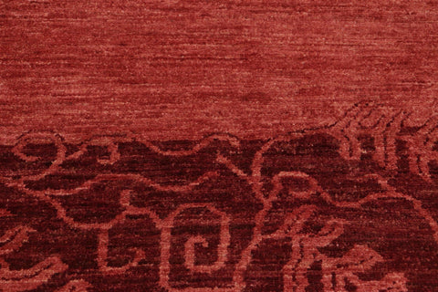 handmade Modern Kafkaz Red Burgundy Hand Knotted RECTANGLE 100% WOOL area rug 8' x 10'